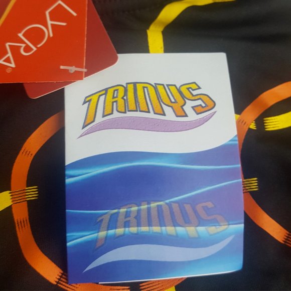 Swimsuit with Cap by Trinys Brazilian Made size M BLACK w/ circles pattern - Picture 7 of 12